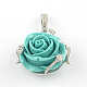 Rose Flower Dyed Synthetic Coral Pendants CORA-R014-M-2