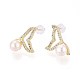 Серьги-гвоздики из натурального жемчуга из латуни PEAR-N020-08I-2