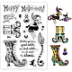Benecreatハッピーハロウィン透明シリコンスタンプシール  魔女  ハイヒール  黒い猫の模様 シリコン スタンプ カード作成 diy の装飾用 DIY-WH0167-56-929-1