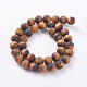 Frosted Natural Tiger Eye Round Bead Strands G-M064-14mm-02-2