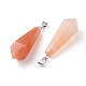 Natural Red Aventurine Pointed Pendants G-I314-02P-03-3