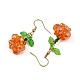 Тема Хэллоуина тыква ручной работы стеклянные бисерные подвесные серьги EJEW-MZ00480-01-5