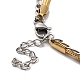Dos tonos 304 acero inoxidable bordillo y cadenas planas de serpiente pulsera de múltiples hilos de doble capa con amuletos para mujer BJEW-C025-03-4