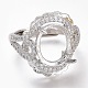 Adjustable Brass Micro Pave Clear Cubic Zirconia Finger Ring Components ZIRC-I049-20P-1