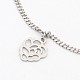 Valentine's Gift 304 Stainless Steel Chain Rose and Heart Charm Bracelets BJEW-L406-05-2