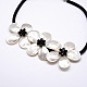 Flower Mother of Pearl Bib Statement Necklaces NJEW-N0014-03A-2