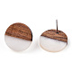 Плоские круглые серьги-гвоздики из смолы и орехового дерева с 304 штифтом из нержавеющей стали для женщин EJEW-TADZ001-02B-3