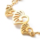 Vacuum Plating 304 Stainless Steel Heart Link Bracelet with Beaded Chains for Women BJEW-E108-09G-2