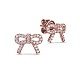 TINYSAND 925 Sterling Silver Rose Gold CZ Bowknot Stud Earrings TS-E386-S-2