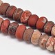 Natural Frosted Red Jasper Rondelle Bead Strands G-O032-10x6mm-01-2