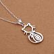 Simple Silver Color Plated Brass Cubic Zirconia Kitten Pendant Necklaces For Women NJEW-BB12944-3