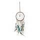 Iron Synthetic Turquoise Woven Web/Net with Feather Pendant Decorations AJEW-B016-02-2