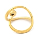 Real 14K Gold Plated 304 Stainless Steel Hollow Teardrop Open Cuff Ring RJEW-G297-01G-4