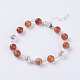 Faceted Round Natural Fire Agate Bracelets BJEW-JB03535-05-1