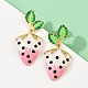Висячие серьги-гвоздики из нержавеющей стали 304 с эмалированными вставками в виде клубники EJEW-A138-10G-02-1
