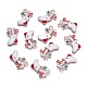 ローズゴールドメッキ合金エナメルチャーム  クリスマスの靴下  ホワイト  21x14x3mm  穴：2mm ENAM-Q417-11-1