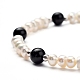 Natürliche schwarze Achat Perlen Armbänder BJEW-JB05313-05-2