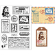 GLOBLELAND Vintage Postage Stamp Clear Stamps for DIY Scrapbooking Decor Aircraft Pilot Transparent Silicone Stamps for Making Cards Photo Album Decor DIY-WH0167-57-0309-1