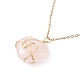 Copper Wire Wrapped Natural Rose Quartz Heart Pendant Necklaces NJEW-JN03970-01-1