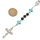 Synthetic Turquoise & Wood Rosary Bead Necklace NJEW-JN04431-7