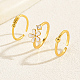 3 pièces ensemble d'anneaux de manchette ouverts en laiton de 3 styles GG5101-1-1