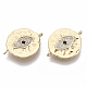 Echte 18 Karat vergoldete Messing Micro Pave klare Zirkonia Verbinder KK-R126-036-NF-1