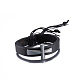 Adjustable Retro Cross Zinc Alloy and Leather Cord Bracelets BJEW-BB16038-1