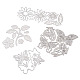 花と葉と蝶のフレーム炭素鋼のカッティングダイステンシル  DIYスクラップブッキング/フォトアルバム用  装飾的なエンボス印刷紙のカード  マットプラチナカラー  79~115x70~570.9x0.8~0.9mm  4個/袋 DIY-TA0002-88-3