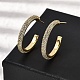 Серьги-гвоздики в форме буквы С из латуни с прозрачным кубическим цирконием EJEW-L261-026G-1