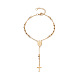 Bracelets de perles de chapelet avec croix BJEW-E282-02G-1