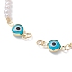 Evil Eye Glass & Brass & ABS Imitation Pearl Beaded Bracelet Making AJEW-JB01150-42-2