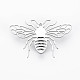 ミツバチのブローチ  バックパックの服のための201つのステンレス鋼の昆虫の襟章  ニッケルフリー＆鉛フリー  ステンレス鋼色  31.5x49.5x6.5mm  ピン：0.7mm JEWB-N007-002P-FF-1
