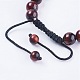 Bracelets de perles tressées réglables en oeil de tigre naturel pour femmes 8.5 mm BJEW-SZ0001-69B-3