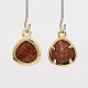Real 18K Gold Plated Brass Synthetic Goldstone Pendants GLAA-J038-09G-2