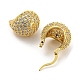 Brass Micro Pave Clear Cubic Zirconia Dome Hoop Earrings EJEW-Q785-10G-2