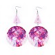 Dyed Printed Fashion Lady Wooden Dangle Earrings EJEW-JE03223-04-1
