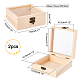 木製の箱  フリップカバーボックス  鉄製のロッククラスプとガラスのビジュアルウィンドウ付き  長方形  バリーウッド  5-1/8x4-3/4x2インチ（13x12x5cm） CON-WH0080-17B-2
