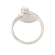 Плоское круглое открытое кольцо-манжета в виде ракушки с прозрачным кубическим цирконием RJEW-P030-01P-3