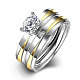 Fashionable 316L Titanium Steel Cubic Zirconia Couple Rings RJEW-BB06903-8-1