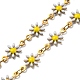 Ion Plating(IP) 304 Stainless Steel Flower Link Chain Necklace with Enamel NJEW-E098-01G-2