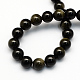 Brillance dorée naturelle perles rondes obsidienne brins G-S157-8mm-2