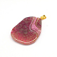 Dyed Natural Agate Pendants with Golden Tone Brass Findings G-R275-27-2