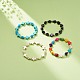 Bracelet extensible en perles de turquoise synthétique (teint) avec croix et tête de mort BJEW-JB08449-2