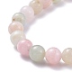 Bracelet extensible en perles rondes de morganite naturelle pour adolescente femme BJEW-JB07061-6