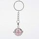 Platinum Plated Brass Hollow Round Cage Chime Ball Keychain KEYC-J073-C-2