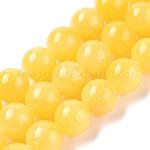 Natural Mashan Jade Beads Strands, Dyed, Round, Gold, 10mm, Hole: 1mm, about 40pcs/strand, 16 inch