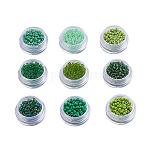 Glass Seed Beads, Round, Green, 3mm, Hole: 1mm
