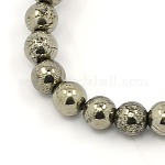Chapelets de perles de pyrite naturelle , ronde, kaki foncé, 4mm, Trou: 1mm, Environ 104 pcs/chapelet, 15.5 pouce