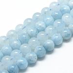 Natürliche Aquamarin Perlen Stränge, Runde, 10 mm, Bohrung: 1 mm, ca. 40 Stk. / Strang, 15.7 Zoll