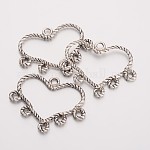 Chandelier Components, Lead Free and Cadmium Free, Valentine's Day Jewelry Ornaments, Heart Alloy Pendant, Antique Silver Color, about 29mm long,34mm wide,2mm thick,hole:2mm